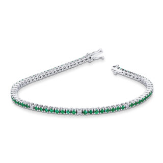 Scopri di più sull'articolo Bracciale Tennis in oro Bianco 18k con smeraldi e diamanti