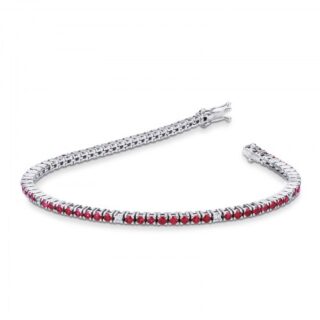 Scopri di più sull'articolo Bracciale Tennis in oro Bianco 18k con Rubini e Diamanti