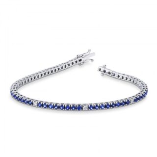 Scopri di più sull'articolo Bracciale Tennis in oro Bianco 18k con zaffiri e diamanti