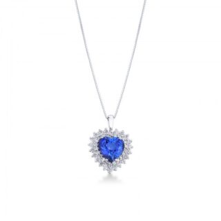 Scopri di più sull'articolo Ciondolo a cuore in oro bianco 18k con zaffiro blue diamanti